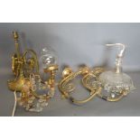 A Pair of Edwardian Brass Wall Lights, t