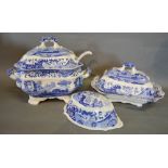 A Spode Italian Pattern Large Covered Tureen with Ladle together with a similar Copeland Spode