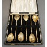 A Set of Six Russian Silver Gilt Spoons,
