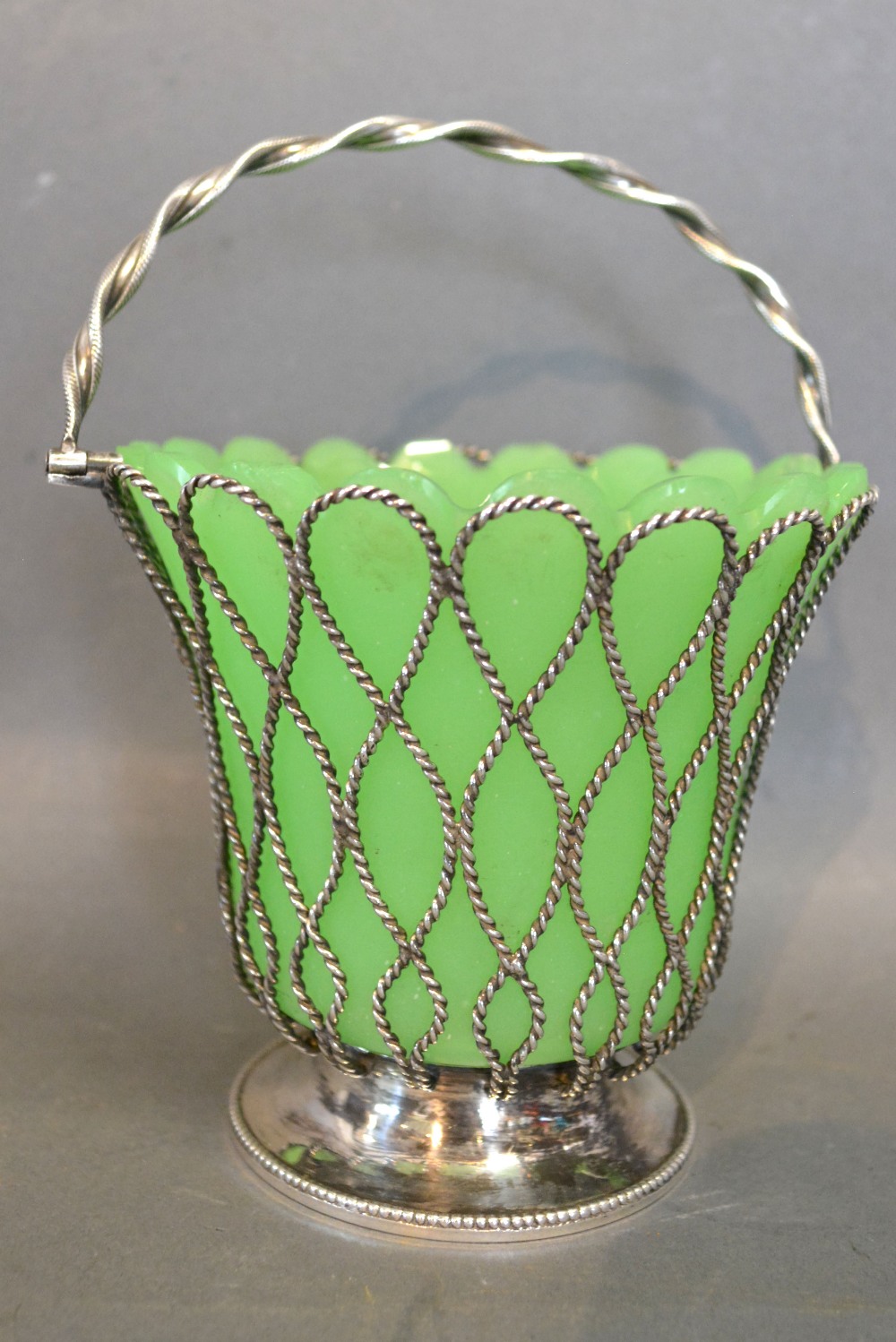 A Victorian Silver Basket with Swing Han