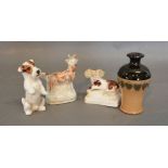 A Small Staffordshire Model of a Goat together with another similar Staffordshire model,