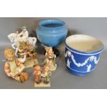 A Wedgwood Jasper Ware Jardiniere decorated with Classical Figures,