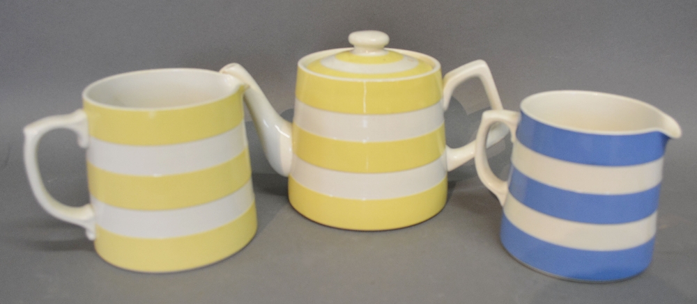 A T G Green Cornish Ware Yellow Banded T