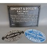 A Painted Cast Iron Railway Sign 'Somers