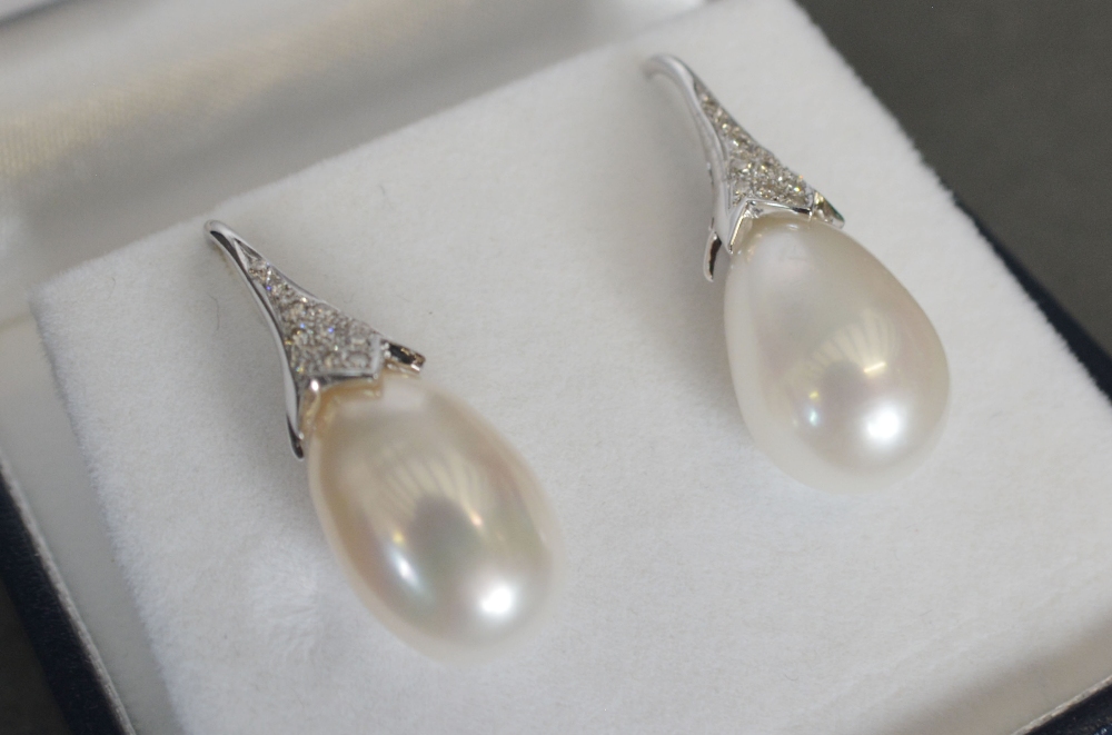 A Pair of Freshwater Pearl and Diamond D