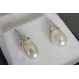 A Pair of Freshwater Pearl and Diamond D