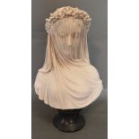 A Reconstituted Marble Bust 'The Veiled