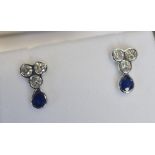 A Pair of 18ct. White Gold Sapphire and