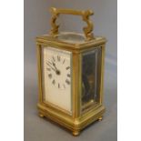 A Brass Cased Carriage Clock, the enamel