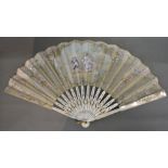 A 19th Century Gauze Leaf Fan, hand pain