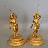 A Pair of Gilded Metal Figures of Cavali