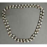 A Two Tone Pearl Long Necklace, Black an