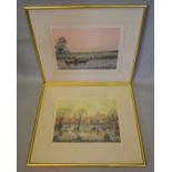 Helen Bradley, 1900 - 1979, England A PAIR OF COLOURED PRINTS SPRING AND SUMMER Signed in pencil,