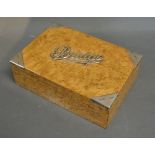 A Chester Silver Burr Maple Bridge Card Box, 15.5 x 10.