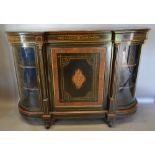 A Victorian Ebonised Walnut and Marquetry Inlaid Ormolu Mounted Large Credenza Cabinet,