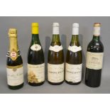 Two Bottles of Clos des Roches Sancerre dated 1985 together with three other bottles of Wine