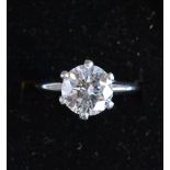 A Platinum Solitaire Diamond Ring, 2.54 ct.