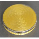 A 925 Silver and Yellow Enamel Compact of Circular Form,