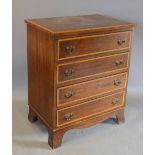 An Edwardian Mahogany Satinwood Crossbanded Small Chest of Four Drawers with Brass Handles raised