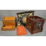 A Victorian Oak Stationery Box with Brass Mounts,