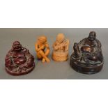 Two Small Carved Boxwood Figures of Seated Ladies,