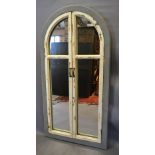 A French Grey and Cream Painted Wall Mirror in the form of a Window,