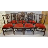 A Set of Seven 19th Century Mahogany Chippendale Style Dining Chairs (six plus one) each with a