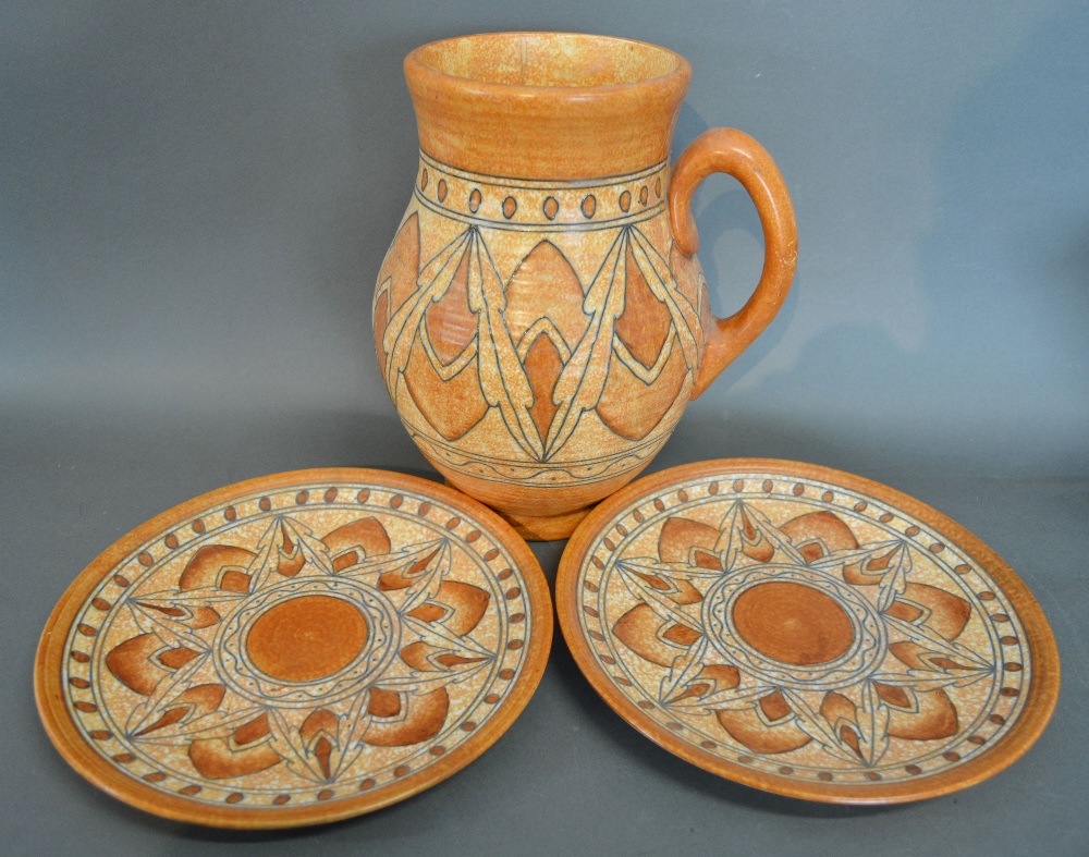 A Pair of Crown Ducal Circular Dishes by Charlotte Rhead,