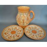 A Pair of Crown Ducal Circular Dishes by Charlotte Rhead,