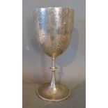 A Victorian Silver Goblet, Presentation, engraved with a Bull amongst Foliage, London 1894, 8 ozs,