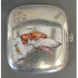 An 800 Mark Silver Cigarette Case of Slightly Curved Form,