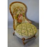 A Victorian Walnut Drawing Room Chair,