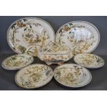 A 19th Century Dresden Pattern Part Dinner Service comprising six soup bowls,