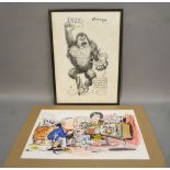 Michael Cummings, 1919 - 1997, England, An Original Cartoon depicting King Kong upon Big Ben,