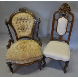 A Victorian Rosewood Low Seat Nursing Chair,