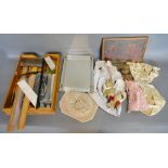 A Small Quantity of Dolls Clothing together with a rectangular mirrored tray and a collection of