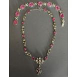 A Paste Set Necklet with Pendant Drop together with a matching bracelet