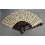 A Tortoiseshell Fan with Fabric and Net Leaf,