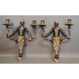 A Pair of Blackamoor Two Branch Wall Lights,
