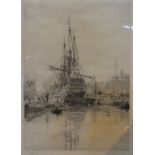 William Lionel Wyllie, 1851 - 1931, England HMS VICTORY IN DRY DOCK Etching, signed in pencil,