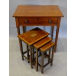 A Victorian Mahogany Side Table, the moulded top above a frieze drawer with circular knob handles,