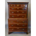 A George III Mahogany and Satinwood Inlaid Chest on Chest,