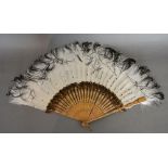 An Ornate Feather Fan with three different types of feather,