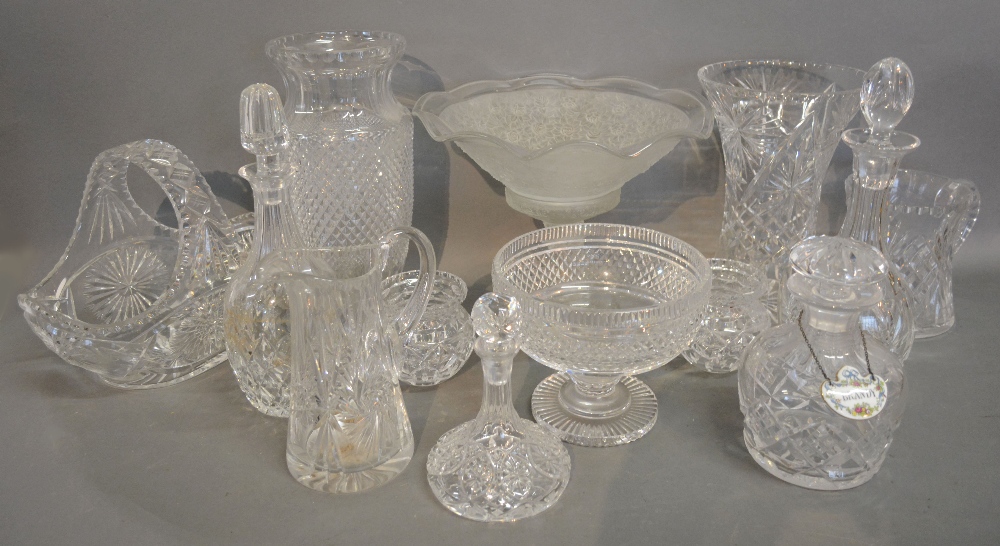 Four Cut Glass Decanters with Stoppers together with a collection of other glass ware to include