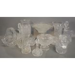Four Cut Glass Decanters with Stoppers together with a collection of other glass ware to include