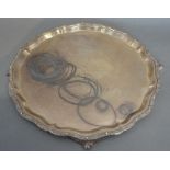 A Birmingham Silver Presentation Tray of Shaped Outline, 25 cms diameter,