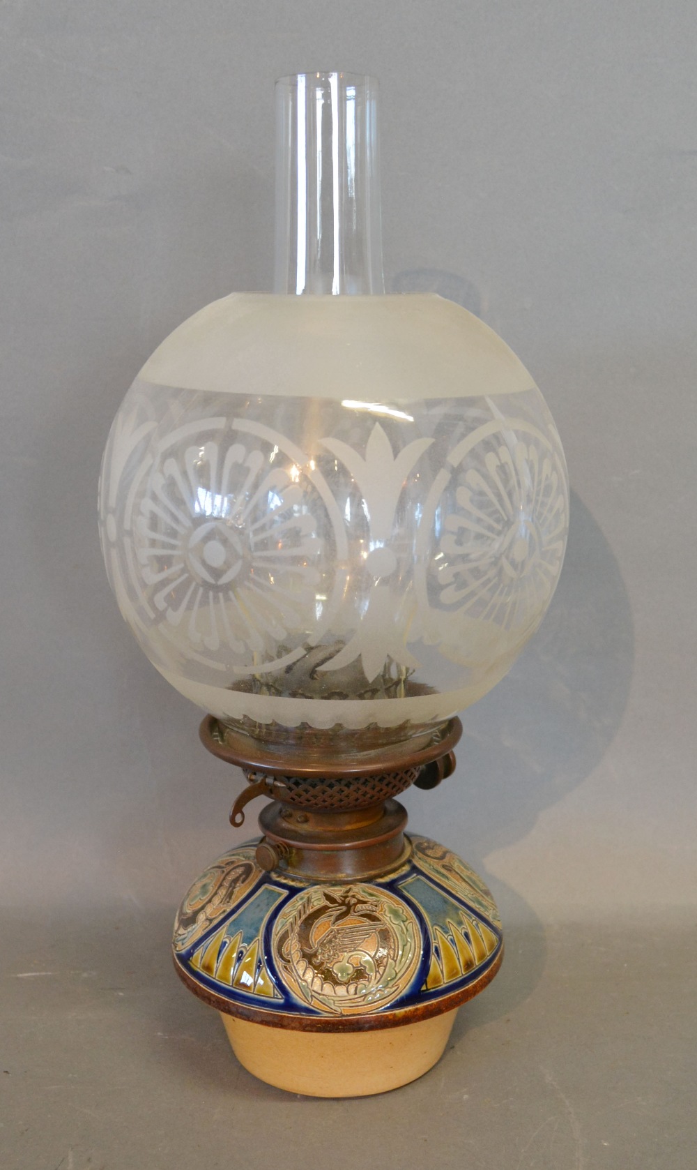 A Royal Doulton Stoneware Oil Lamp Base by Hannah Barlow,