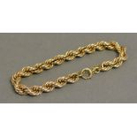 A 9ct. Yellow Gold Rope Twist Bracelet 13.