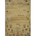 A George III Woolwork Sampler named Rebecca Balden and dated 1781,