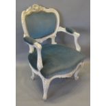 A French Cream Painted Armchair,